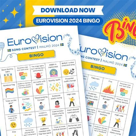 Eurovision 2024 Bingo Sheets (12 Player Cards) .